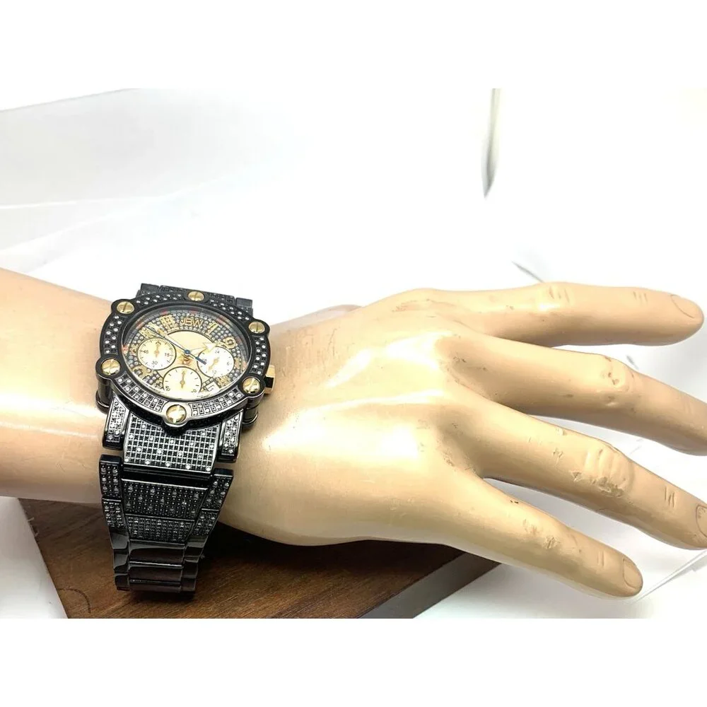 JBW Men's Watch JB-6215-200-C Phantom Diamond Black Gold Quartz Chronograph 42mm